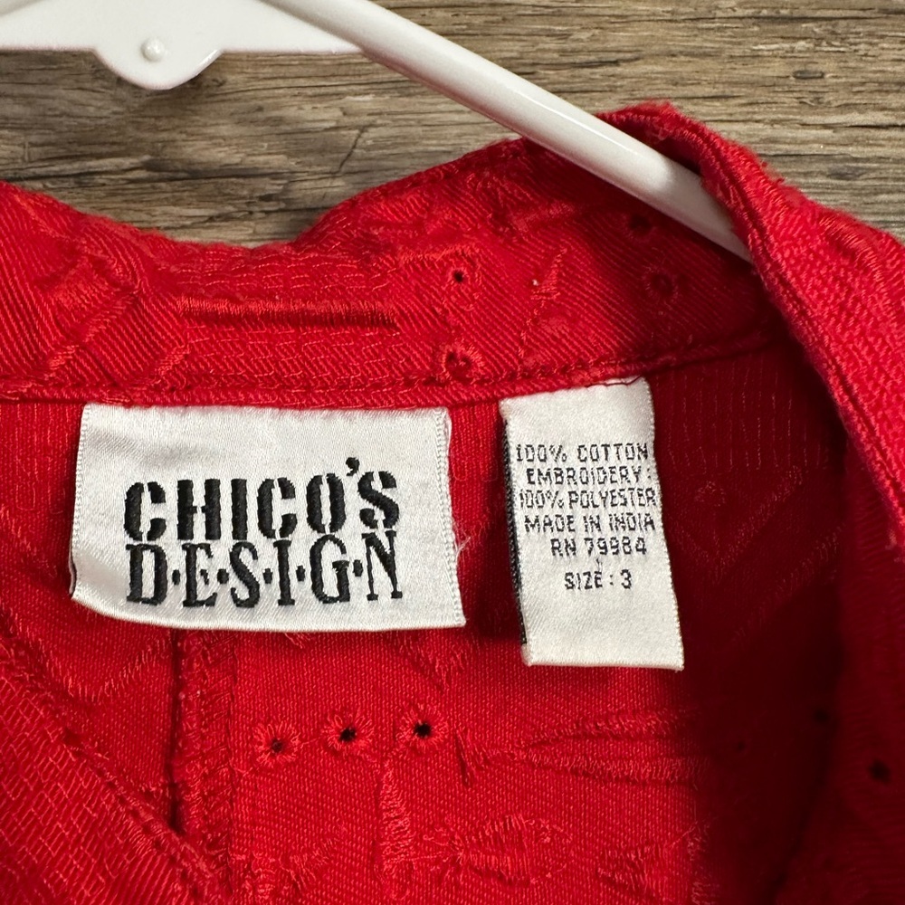 Chico's Vibrant Red Textured Blazer - Picture 3 of 7
